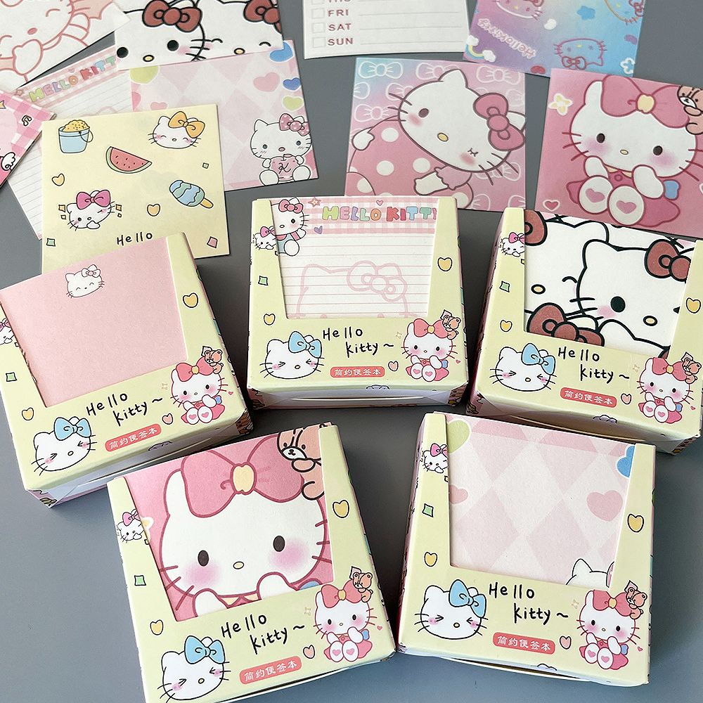 可爱KT猫系列盒装便签本学生卡通折纸素材少女创意留言ins高颜值