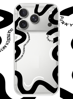 黑色条纹适用于苹果17PROMAX透明手机壳硅胶可爱iPhone16PROMAX情侣15PRO卡通14动漫13华为12小米15VIVOOPPO