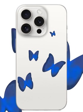 蓝色蝴蝶适用于苹果17PROMAX透明手机壳硅胶可爱iPhone16PROMAX情侣15PRO卡通14VIVOOPPO13动漫12华为小米
