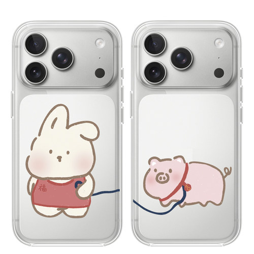 兔子小猪适用于苹果17PROMAX透明手机壳硅胶可爱iPhone16PROMAX情侣15PRO卡通14VIVOOPPO13动漫12华为小米