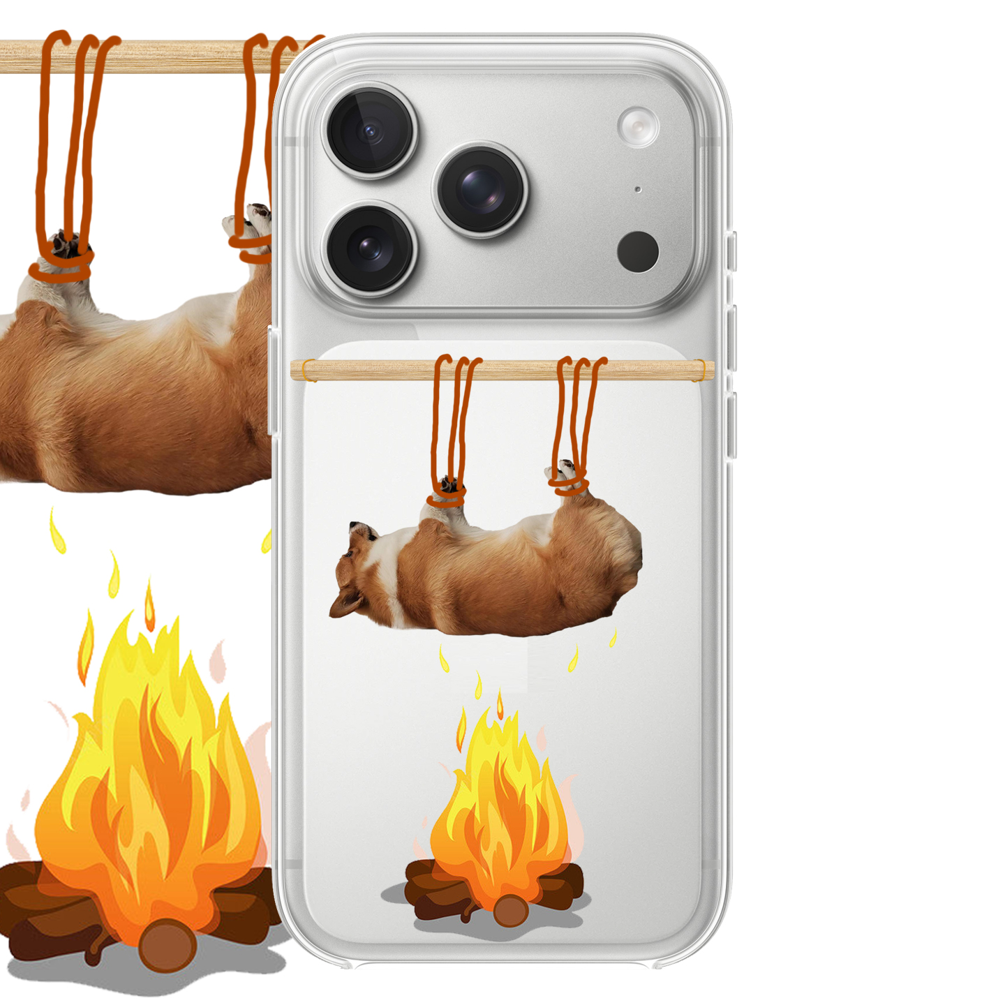 柯基烤火适用于苹果17PROMAX透明手机壳硅胶可爱iPhone16PROMAX情侣15PRO卡通14动漫13华为12小米15VIVOOPPO