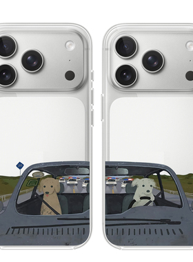 开车小狗适用于苹果17PROMAX透明手机壳硅胶可爱iPhone16PROMAX情侣15卡通14动漫13华为12小米15VIVOOPPO