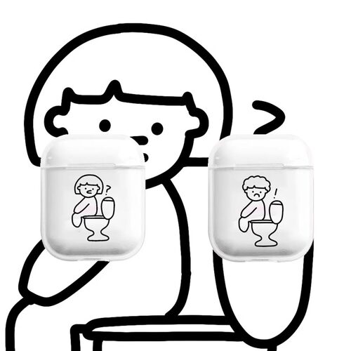 情侣小人适用于Airpods3苹果Airpodspro2可爱情侣Airpods4透明Airpods1/2苹果耳机壳防摔全包硅胶保护壳