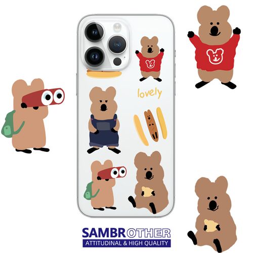 手绘可爱袋鼠适用苹果18PROMAX情侣16PRO可爱14动漫13卡通15个性iPhone17PROMAX硅胶透明手机壳华为小米vivoo