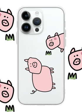 可爱小猪适用于苹果17PROMAX透明手机壳硅胶可爱iPhone16PROMAX情侣15PRO卡通14VIVOOPPO13动漫12华为小米