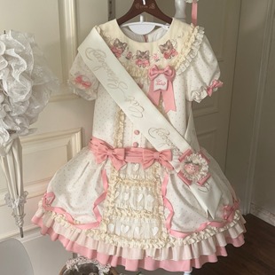 一颗小奶糖猫猫华夫塔op低腰日常软萌doll感lolita连衣裙 现货