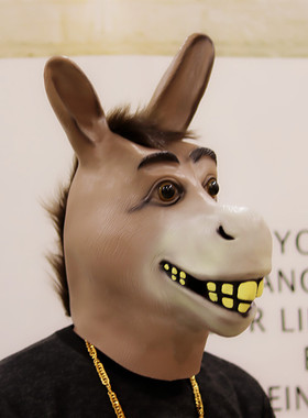 搞怪搞笑驴头套老鹰cos万圣节牛魔王棕马笑马羊头沙雕乳胶面具