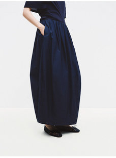 Ed同源 藏青全棉花苞裙