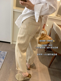 超奢面料！爱尔兰亚麻64%有厚度四季款棉麻香蕉裤 显瘦裤型封神