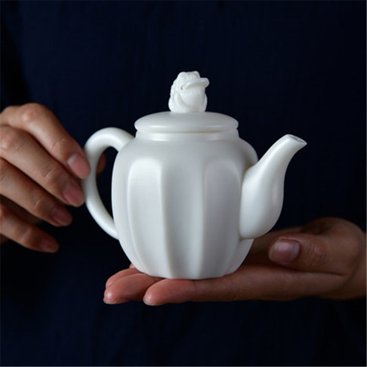 静松德化白瓷茶壶功夫茶具单壶泡茶壶