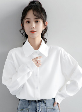 直筒型通勤单排多白色衬衣女宽