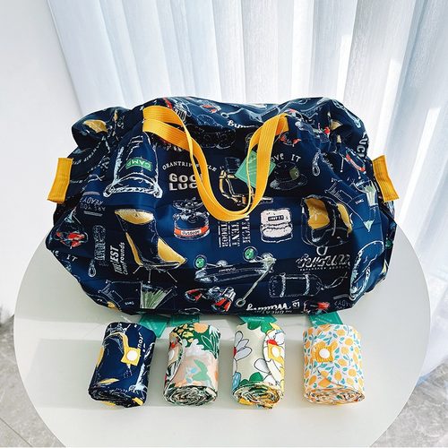 新款森系小清新ins风折叠购物袋单肩大布包环保轻便可折叠风琴褶