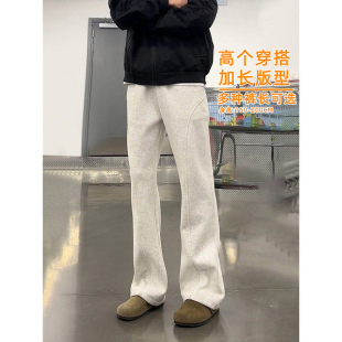 斜切休闲微喇裤 子垂感高腰显瘦美式 潮 男高个子加长裤 直筒弯刀卫裤