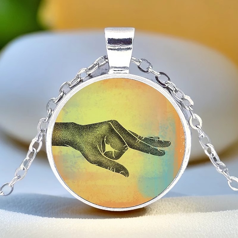 印度Vayu Mudra古老的瑜伽手印风元素VATA护身符吊坠2.5cm