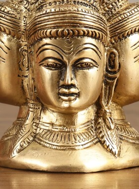 印度国际直邮湿婆神Shiva MukhalingamCharmukha黄铜四面佛5英寸