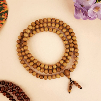 印度国际直邮瑜伽冥想原装Chandan白檀香108颗念珠手串Mala