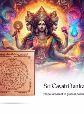 印度Sri Gayatri Yantra加亚特里3英寸铜片pooja冥想空间