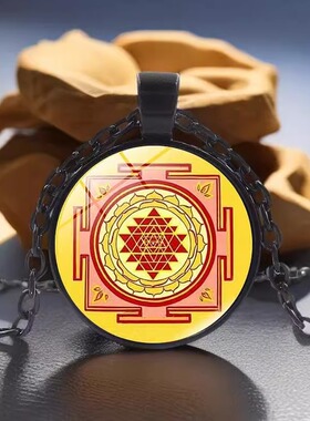 印度Sri Yantra舍利衍陀罗吸引和平静护身符吊坠2.5cm
