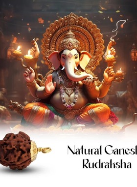 印度国际直邮Ganesh Rudraksha象头神甘尼萨金刚菩提吊坠