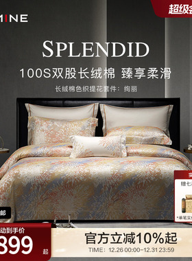 MINE/寐100支长绒棉色织提花床单纯棉四件套高级床品套件 绚丽