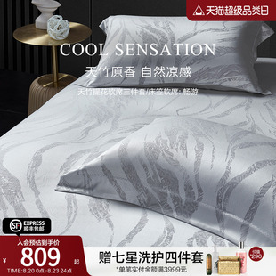 MINECASA 畅游 寐夏季 凉感可水洗凉席可折叠三件套天竹床笠软席子