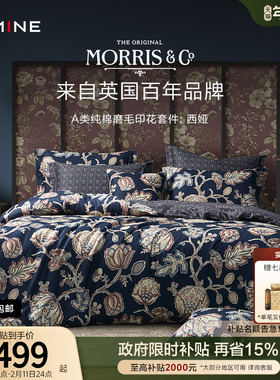 MINE/寐Morris&Co长绒棉纯棉全棉双面磨毛四件套高级床单 西娅