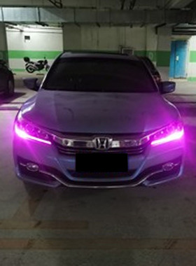本田9.5代雅阁七彩日行灯柠檬黄黄金红色蓝色LED恶魔冰蓝紫色