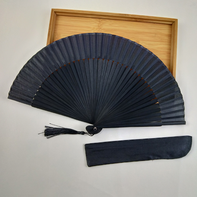 日系中国风全竹黑骨蹦迪折扇