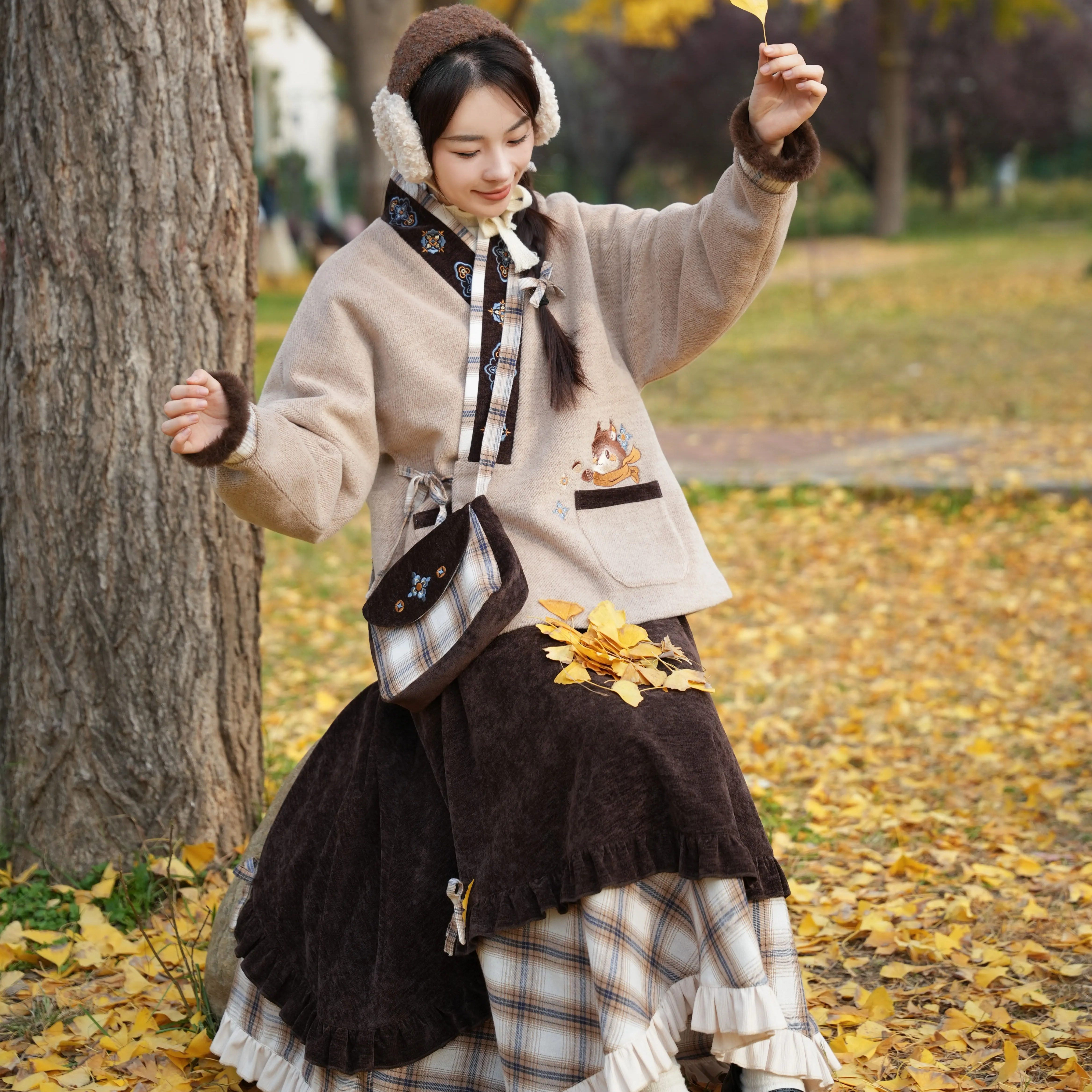 无衣饮羽【松语果果】原创秋冬款对交穿加绒保暖弓袋袖女日常通勤,女装/女士精品,汉服套装,淘宝优惠券,粉丝福利购,淘宝优惠卷