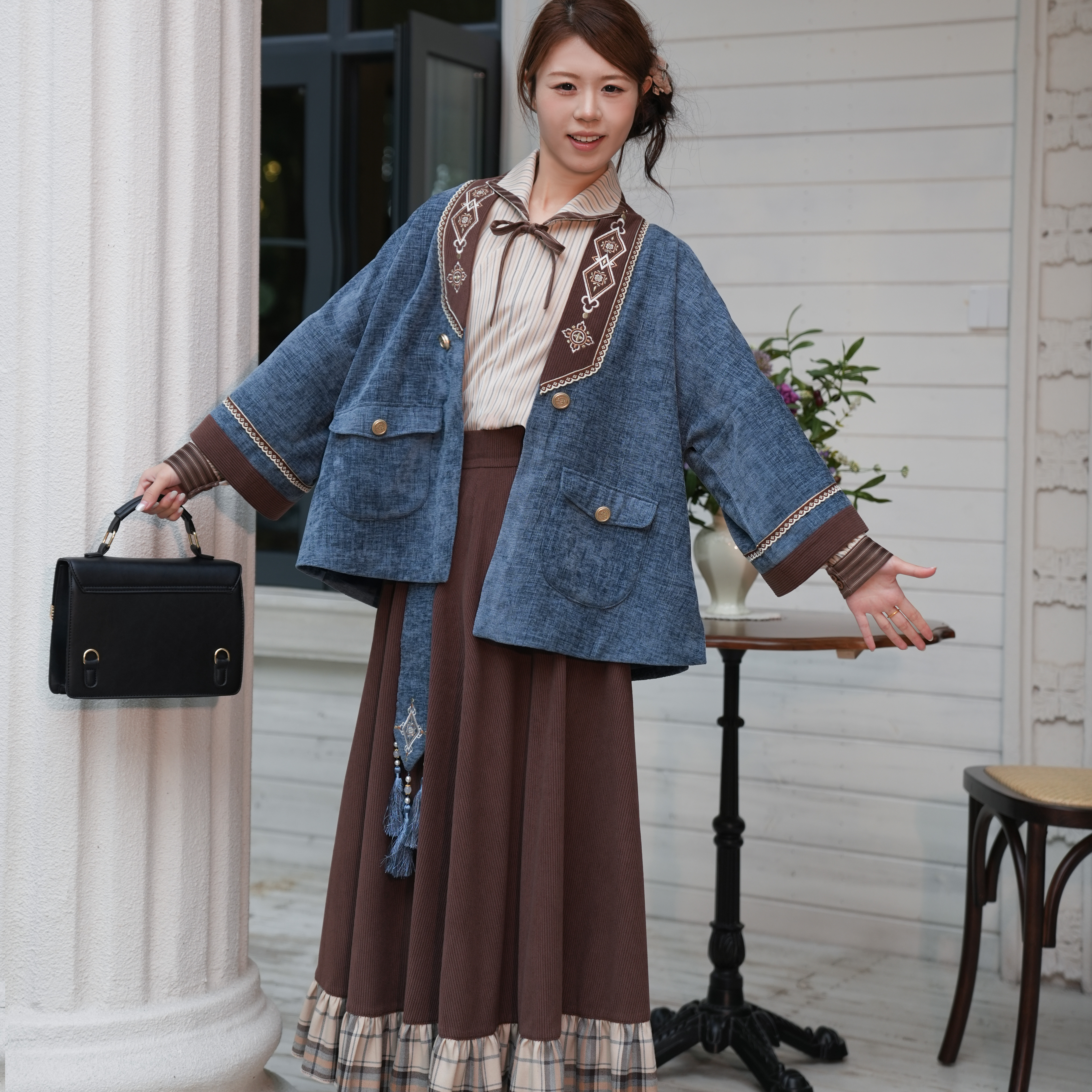 刺绣短袄外套衬衫破裙