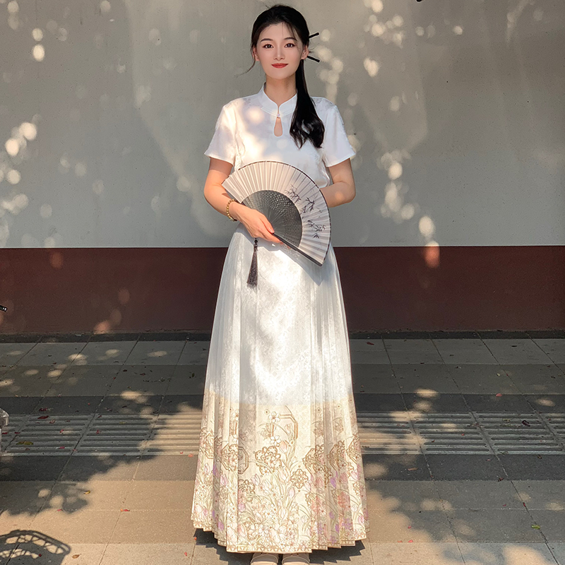 无衣饮羽【夏梦】新中式袖开衫日常通勤马面裙女2024新款夏季薄款