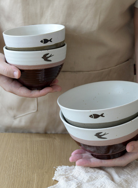 窑变陶瓷饭碗斗笠碗家用2025新款高颜值面碗复古汤碗泡面碗 微瑕