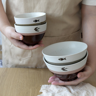 窑变陶瓷饭碗斗笠碗家用2025新款 微瑕 高颜值面碗复古汤碗泡面碗