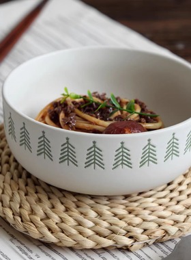 『松树纹』6英寸浮雕碗陶瓷碗家用汤碗面碗 高颜值饭碗汤面碗餐具