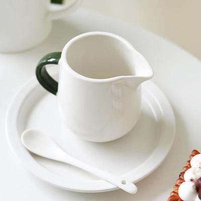 简约ins风带手柄白色小奶壶