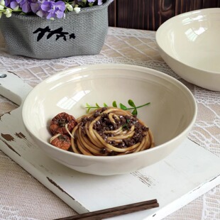 【19.9两个】ins奶油风陶瓷面碗家用 沙拉水果碗异型碗燕麦早餐碗