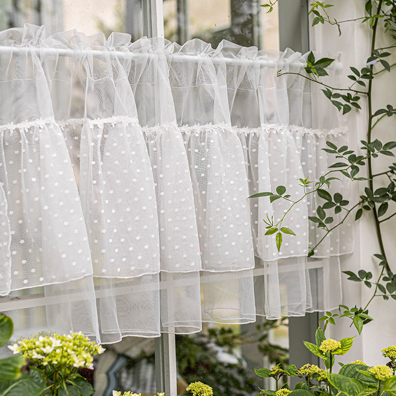 白色法式风田园小窗户厨房半截帘