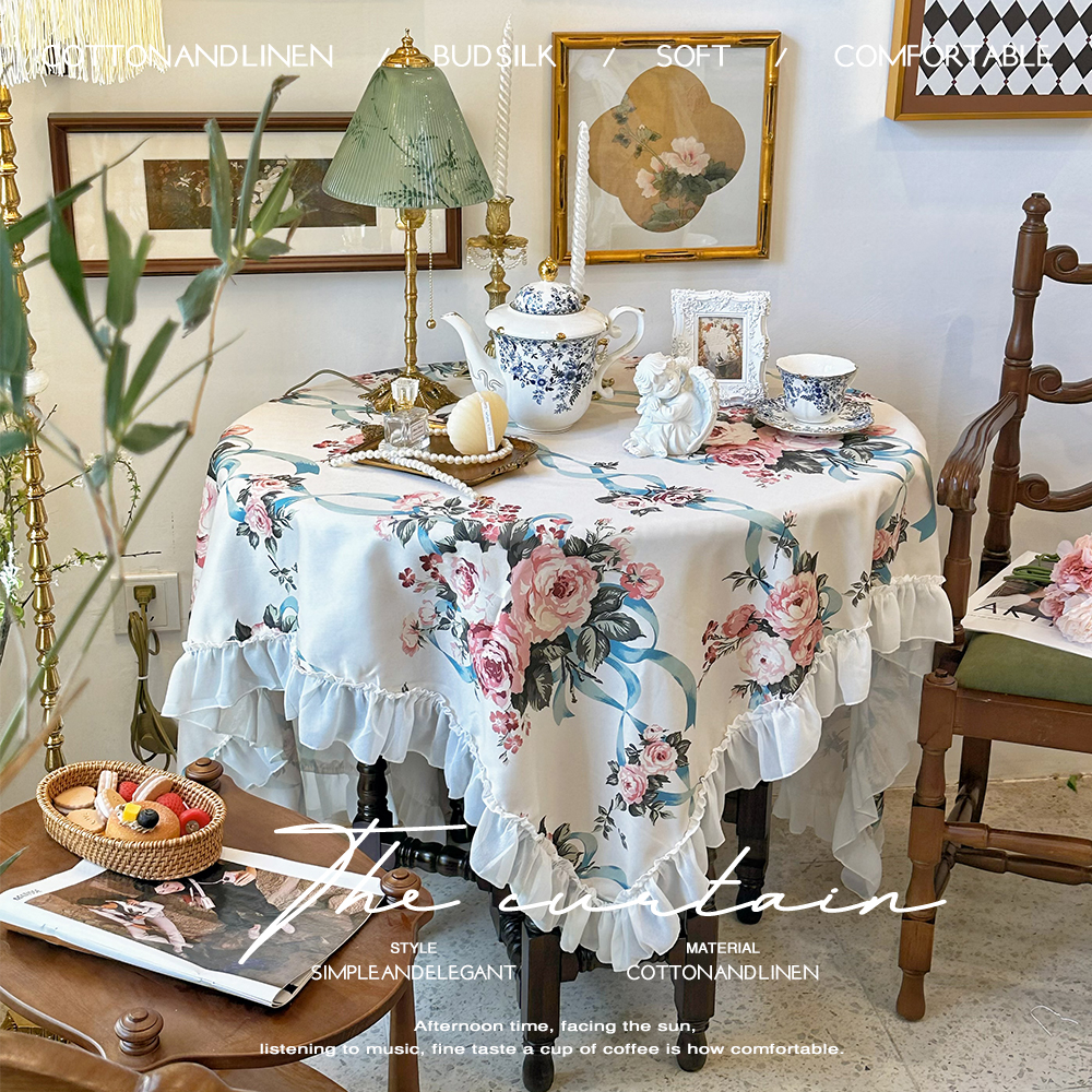 法式复古宫廷蕾丝茶几防尘餐桌布