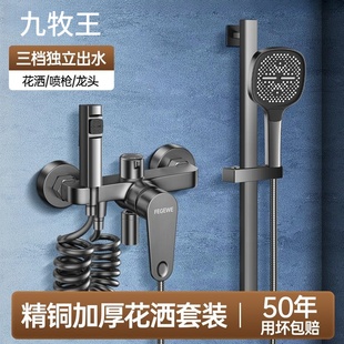 九牧王全铜混水阀冷热水龙头家用洗澡浴室卫生间沐浴淋浴花洒套装
