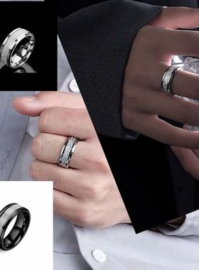 雾凇纹戒指男士钛钢潮女小众轻奢高级礼物错乱树枝不掉色情侣指环