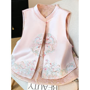 新中式国风马甲女款春装双面穿马夹外套2026新款重工刺绣唐装上衣