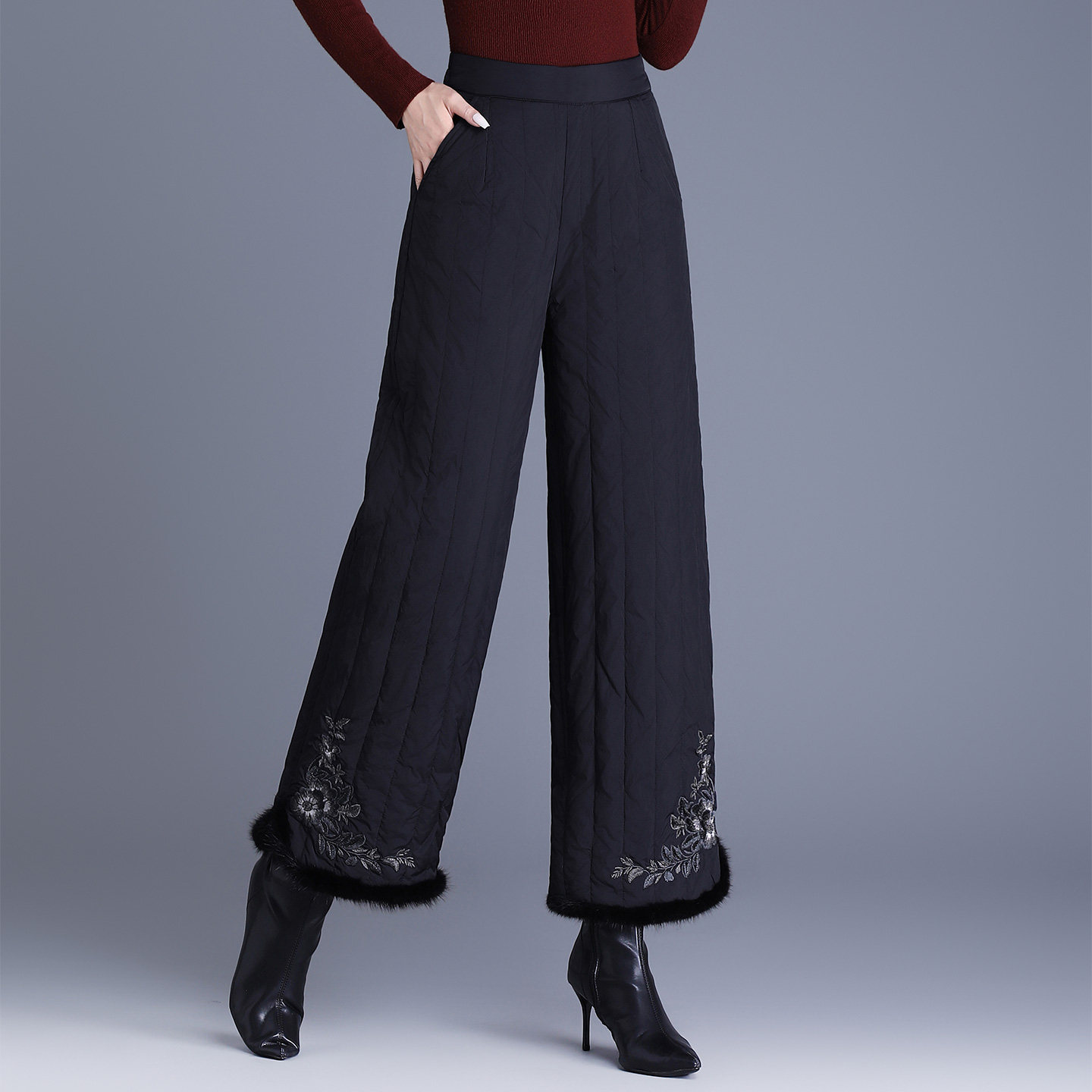 女式棉裤2025冬季新款中年妈妈外穿新中式绣花夹棉直筒裤阔腿裤子,女装/女士精品,棉裤/羽绒裤,淘宝优惠券,粉丝福利购,淘宝优惠卷