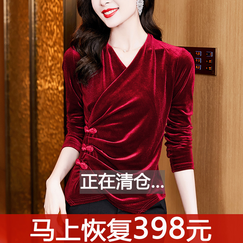 长袖通勤常规不对丝绒上衣新款