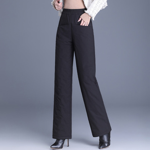 加厚保暖黑色长裤 时尚 女士高腰显瘦直筒休闲裤 羽绒棉裤 子 妈妈冬季