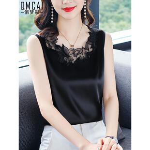 春装小背心吊带女士丝质感配西装西服内搭打底衫大码蕾丝无袖上衣