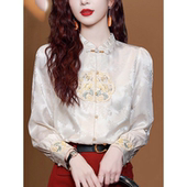 女装 春秋女士配马面裙新中式 高级感小衫 上衣2026新款 国风盘扣衬衫