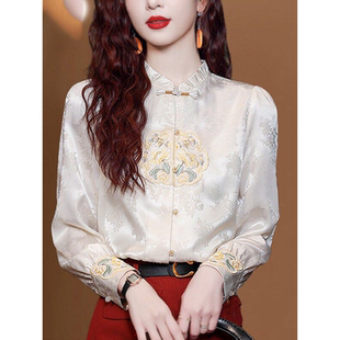 女装 春秋女士配马面裙新中式 高级感小衫 上衣2026新款 国风盘扣衬衫