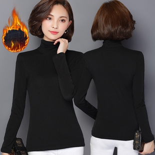 内搭沙衣洋气薄绒 网纱上衣无袖 加绒高领纱衣打底衫 女士保暖衣短袖