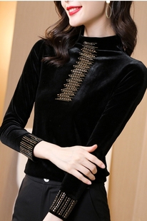 加绒加厚金丝绒打底衫女士秋冬季2025新款内搭洋气小衫半高领上衣