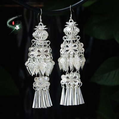 少数民族风苗银耳环大凉山彝族风